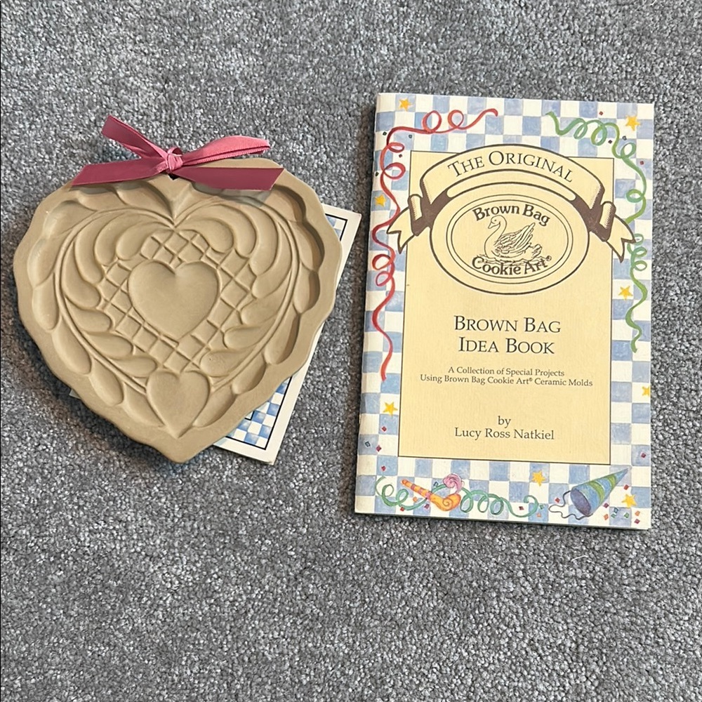 Vintage Brown Bag Cookie Art Mold with Idea Book and original cookie recipes